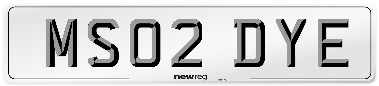 MS02 DYE Number Plate from New Reg